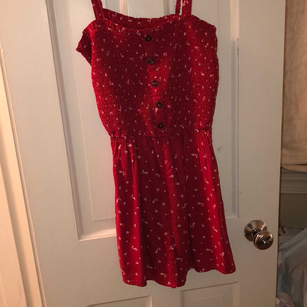 Red floral romper